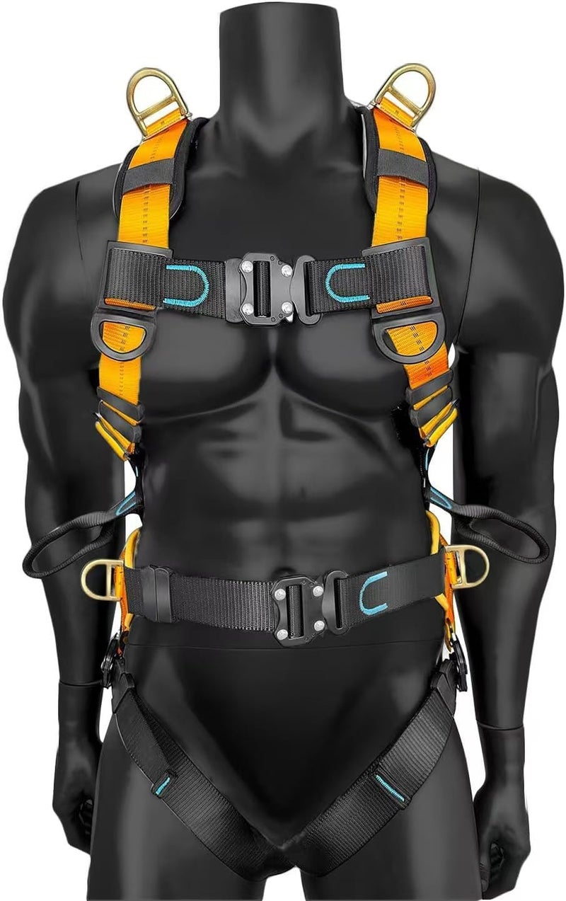 Ymachray Fall Protection Full-Body Safety Harness, Roofing Harness Kit Men Construction Harness,5 Heavy Duty D-rings&Upgrade 4 Quick Buckles(OSHA/ANSI) - Image 5